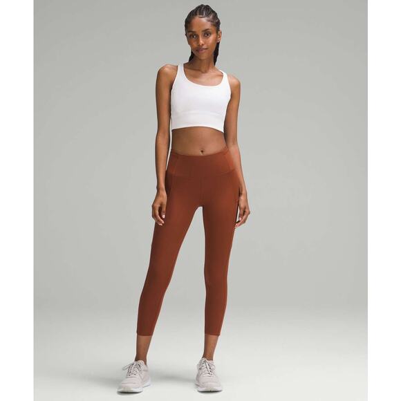 LULULEMON Women's Fast and Free High-Rise Crop 23" Size 8 In Dark Terracotta - Picture 8 of 13
